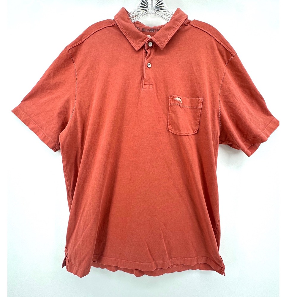 Tommy Bahama Pima Cotton Polo Shirt Men's XL Salmon Coral Pocket Casual Beach